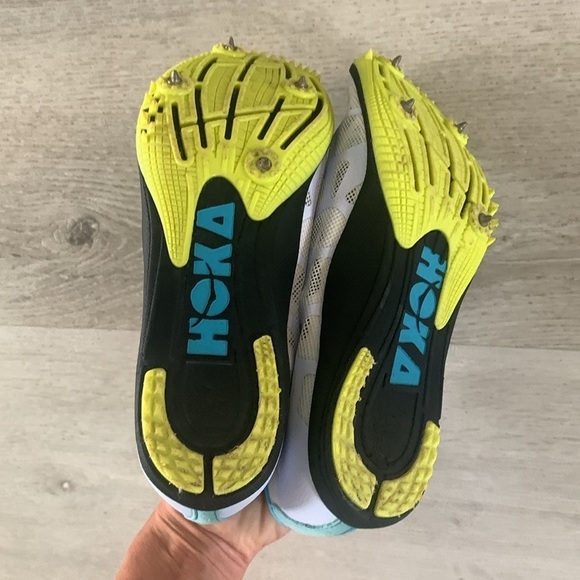HOKA ONE ONE W ROCKET MD Track racing spikes. Size 10.5 teal blue‎ white - Picture 9 of 9